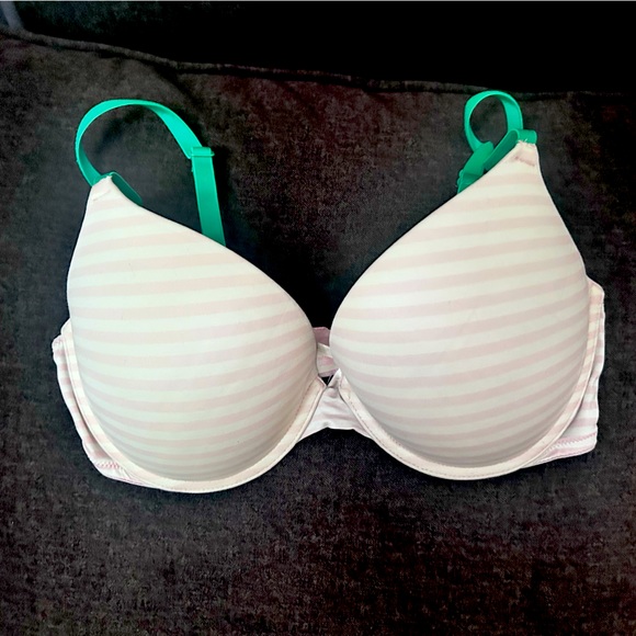 VS Pink pink and green push-up bra 34D - Picture 1 of 1